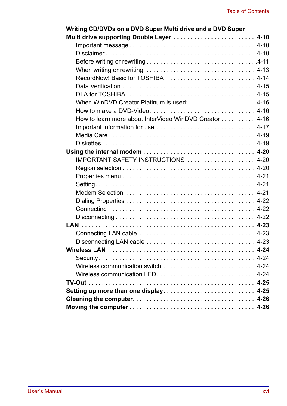 Toshiba SATELLITE M30X User Manual | Page 16 / 155