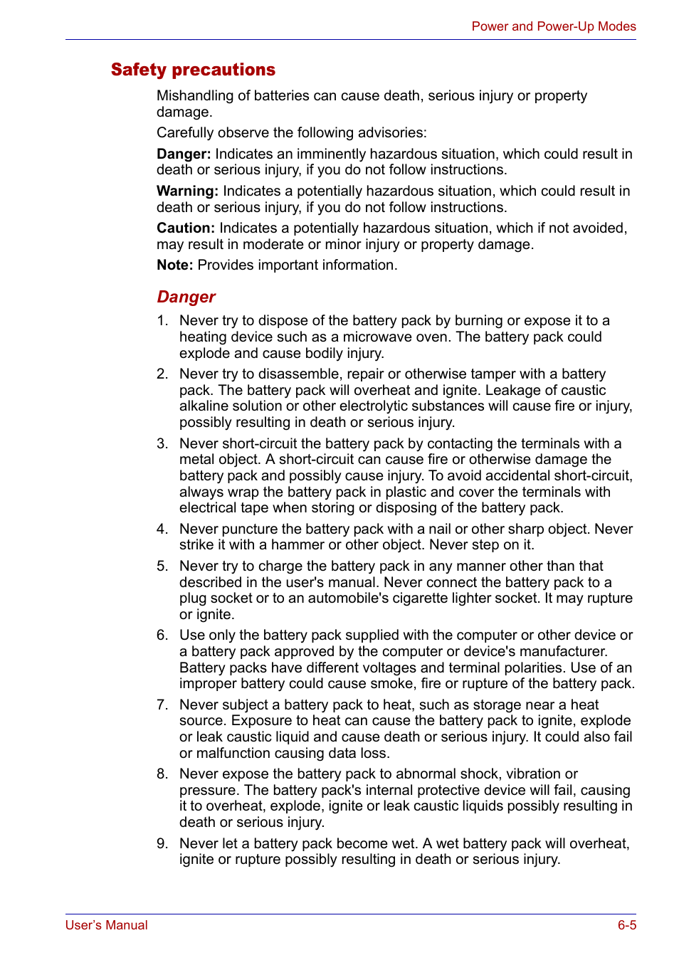Safety precautions, Safety precautions -5 | Toshiba SATELLITE M30X User Manual | Page 98 / 155