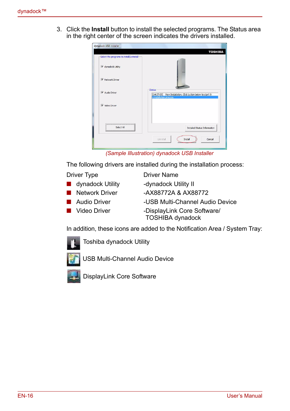 Toshiba Dynadock U10 User Manual | Page 16 / 44