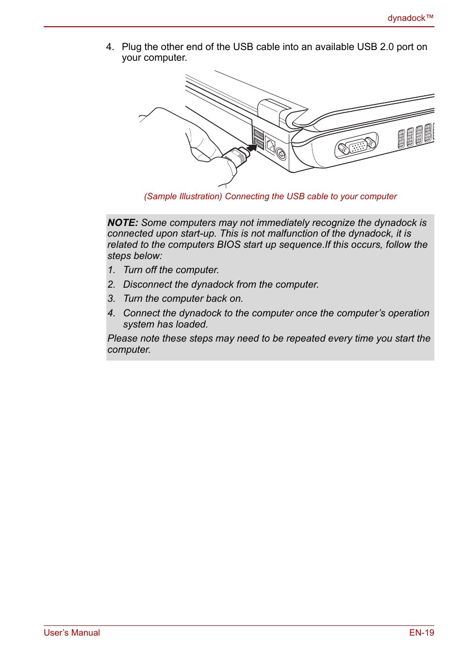 Toshiba Dynadock U10 User Manual | Page 19 / 44