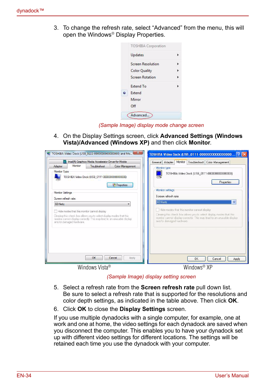 Toshiba Dynadock U10 User Manual | Page 34 / 44