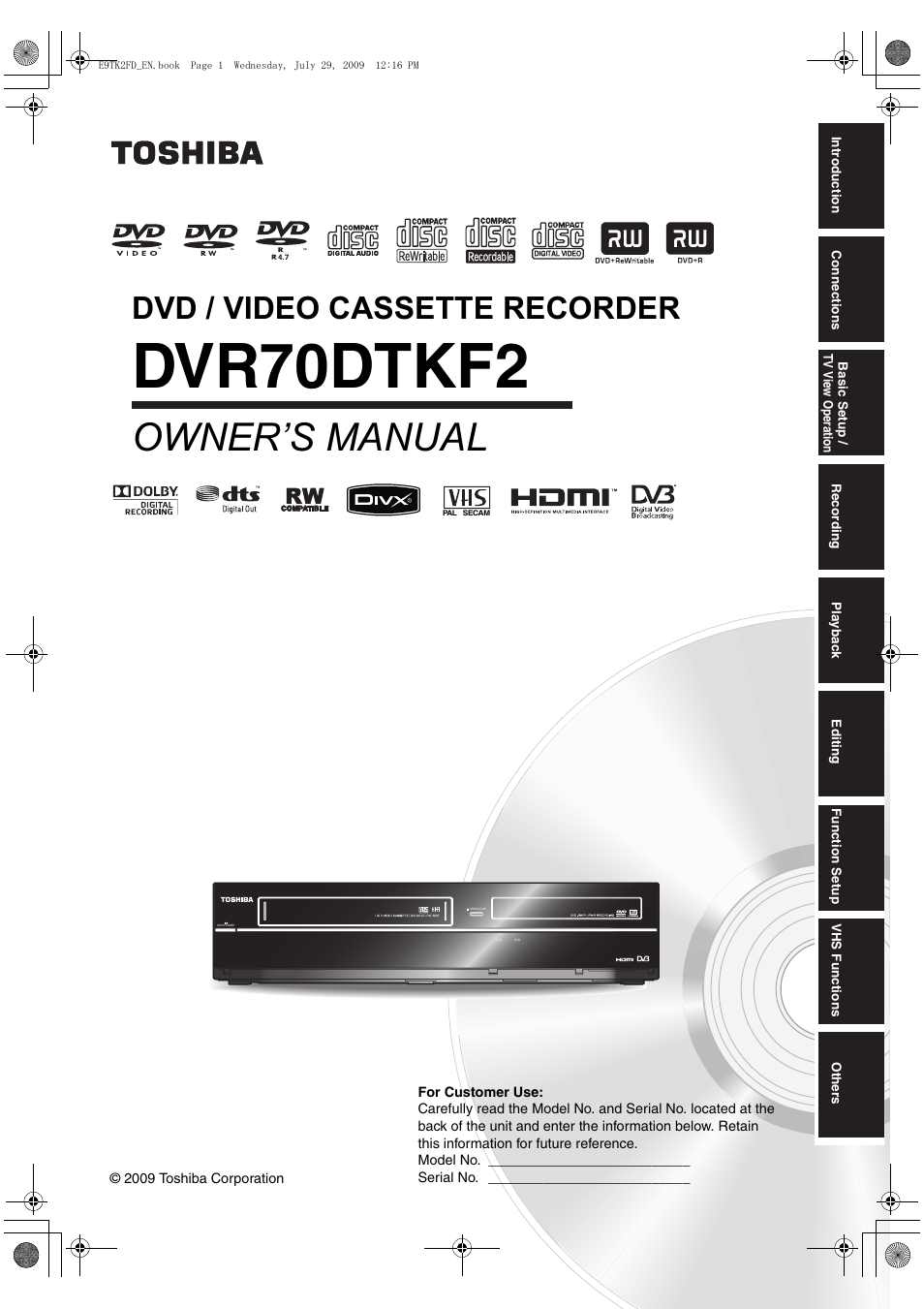 Toshiba DVR70 User Manual | 80 pages