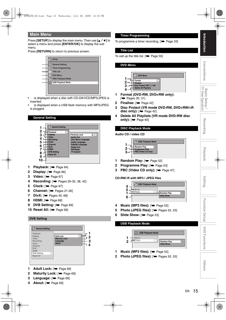 Main menu | Toshiba DVR70 User Manual | Page 15 / 80