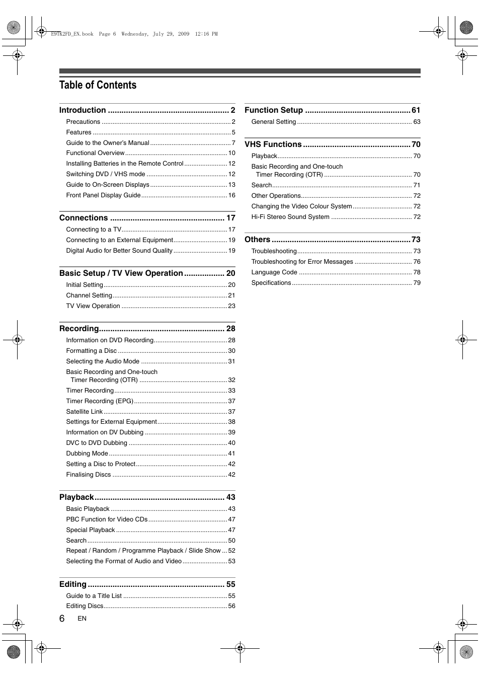 Toshiba DVR70 User Manual | Page 6 / 80