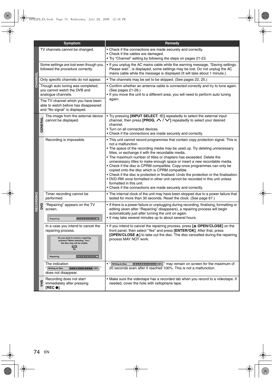 Toshiba DVR70 User Manual | Page 74 / 80