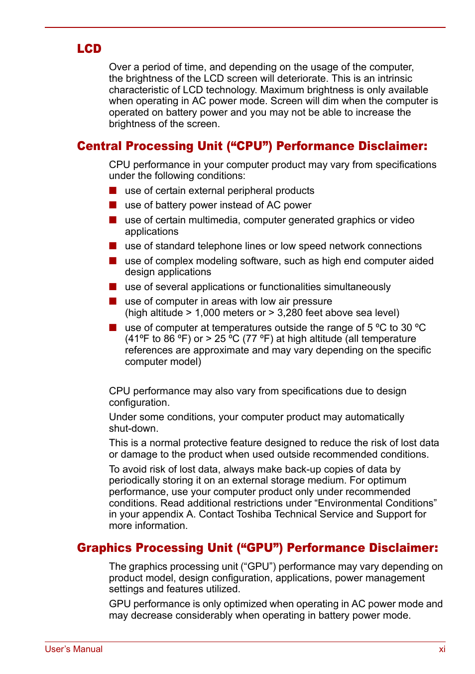 Toshiba Satellite M60 User Manual | Page 11 / 168