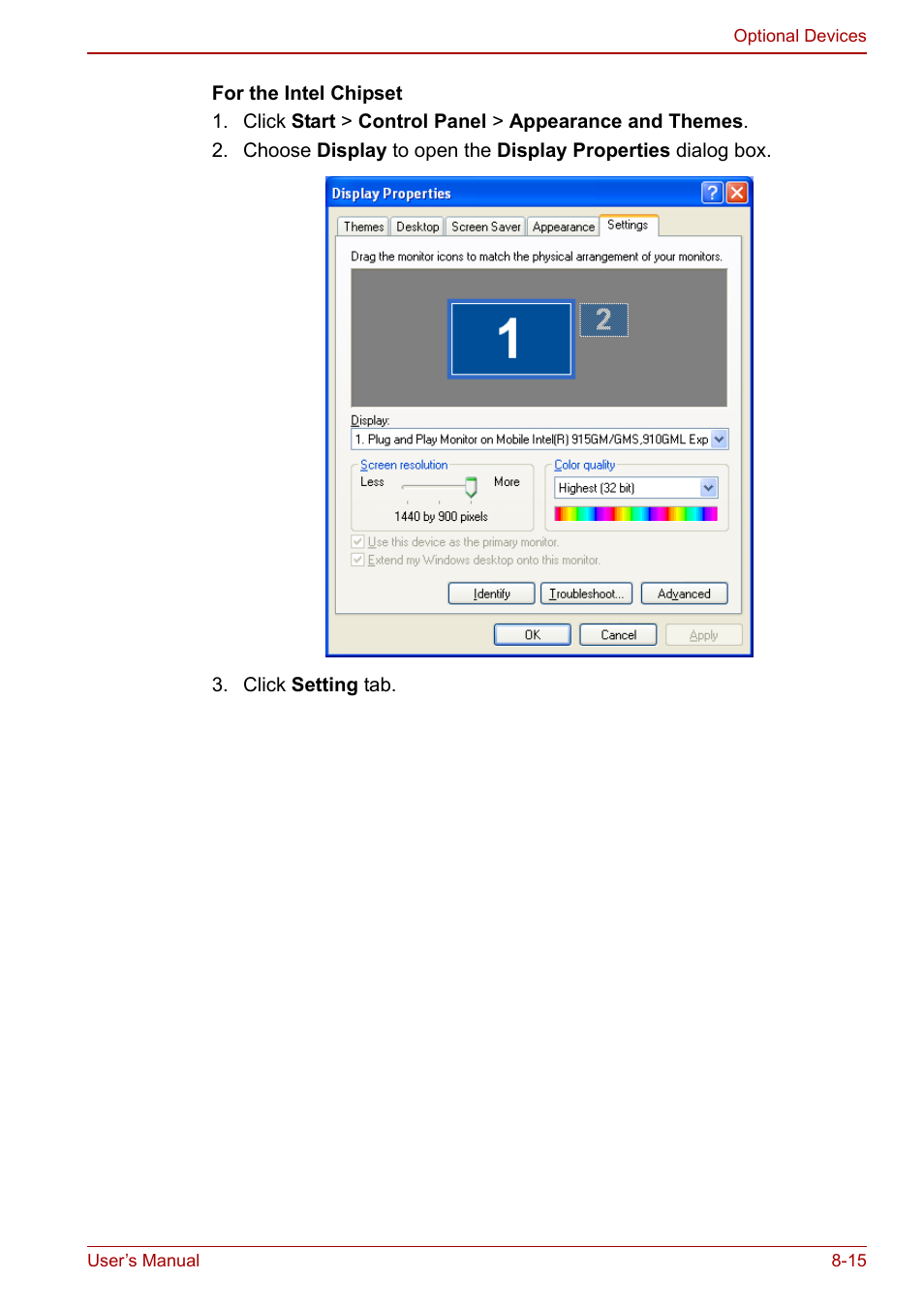 Toshiba Satellite M60 User Manual | Page 123 / 168
