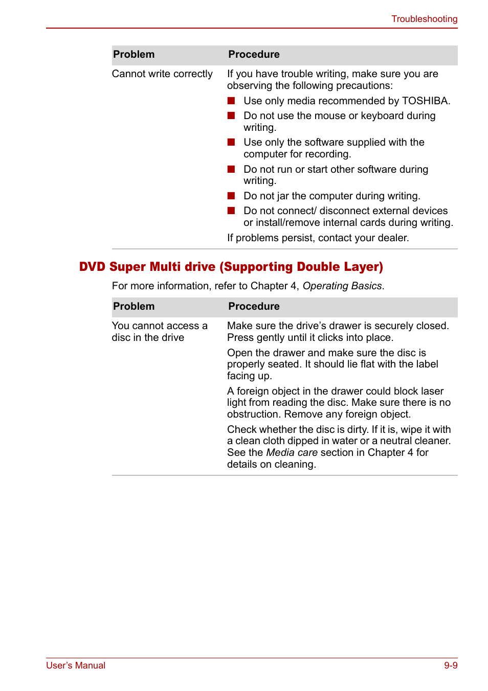 Dvd super multi drive (supporting double layer) | Toshiba Satellite M60 User Manual | Page 137 / 168