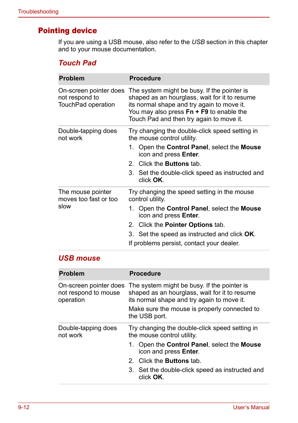 Pointing device | Toshiba Satellite M60 User Manual | Page 140 / 168