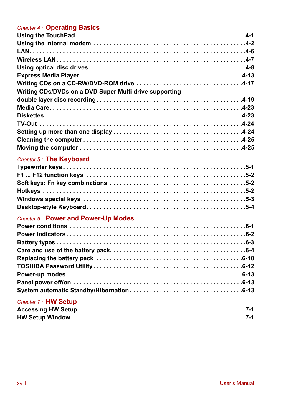 Toshiba Satellite M60 User Manual | Page 18 / 168