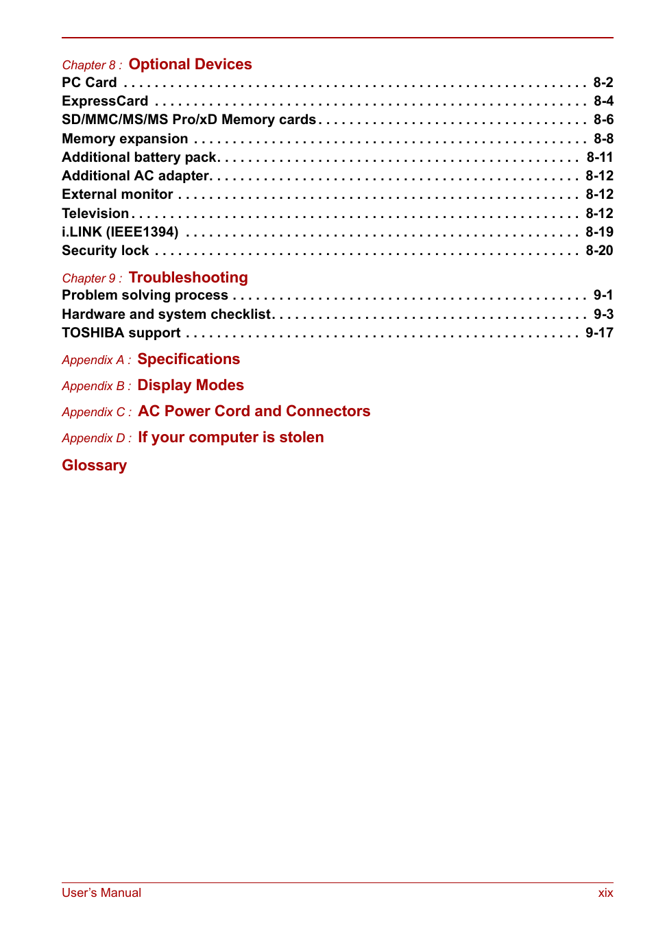 Toshiba Satellite M60 User Manual | Page 19 / 168