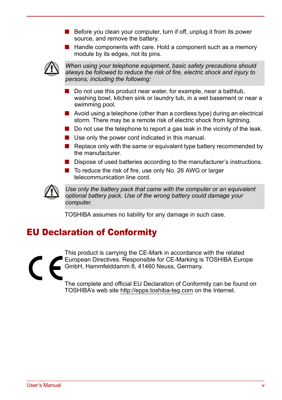 Eu declaration of conformity | Toshiba Satellite M60 User Manual | Page 5 / 168