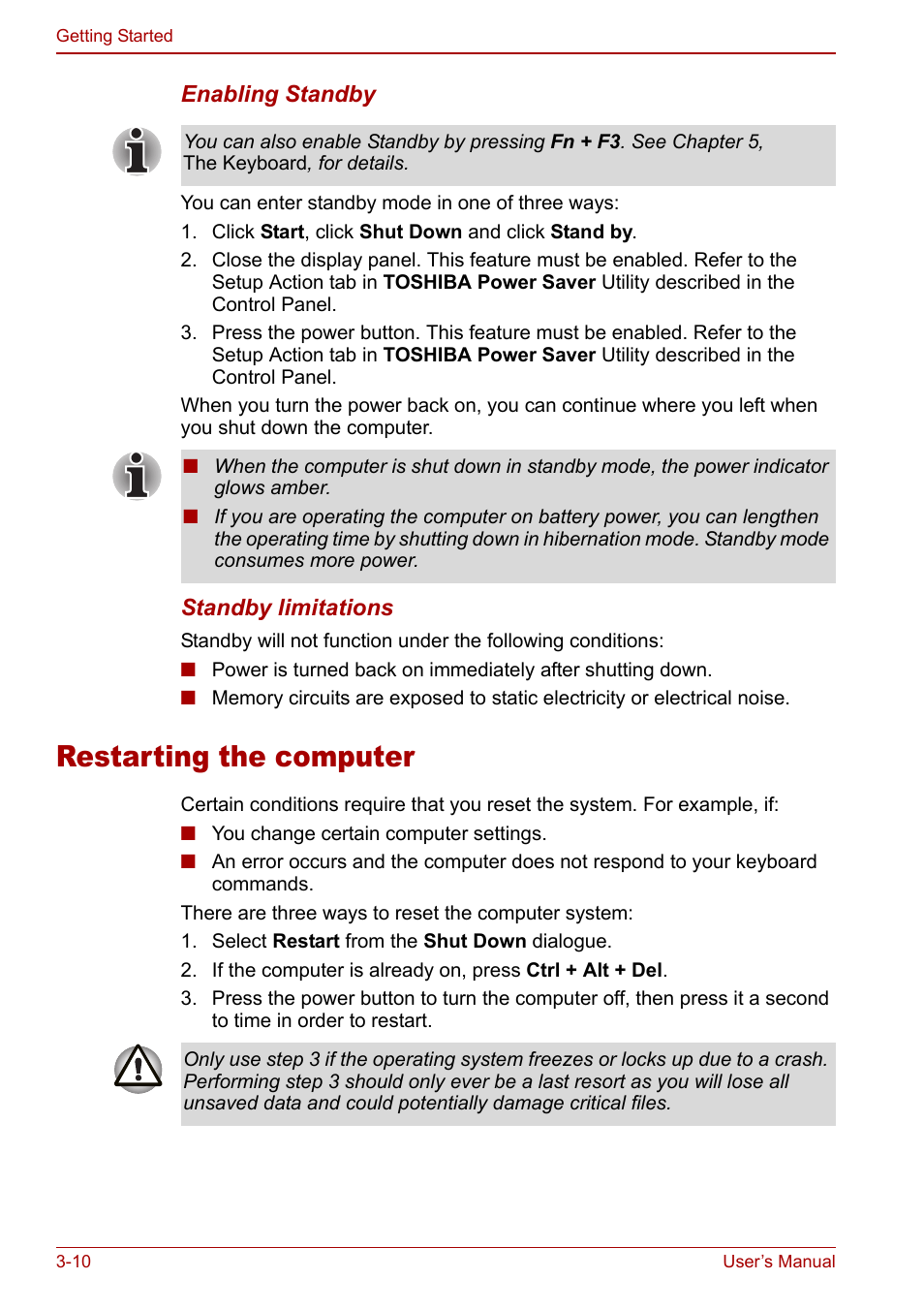 Restarting the computer, Restarting the computer -10 | Toshiba Satellite M60 User Manual | Page 58 / 168