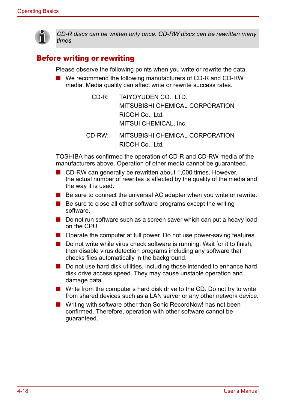 Before writing or rewriting | Toshiba Satellite M60 User Manual | Page 78 / 168