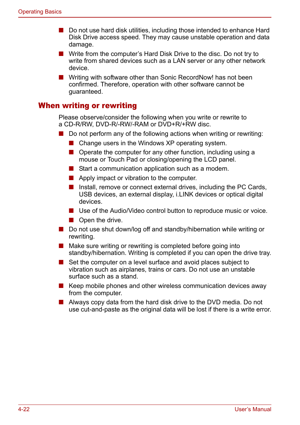 When writing or rewriting | Toshiba Satellite M60 User Manual | Page 82 / 168