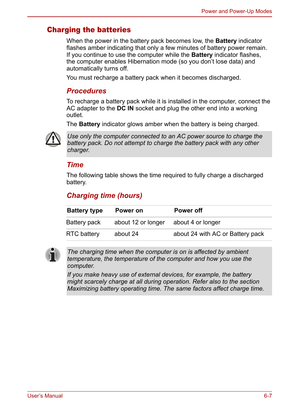 Charging the batteries | Toshiba Satellite M60 User Manual | Page 97 / 168