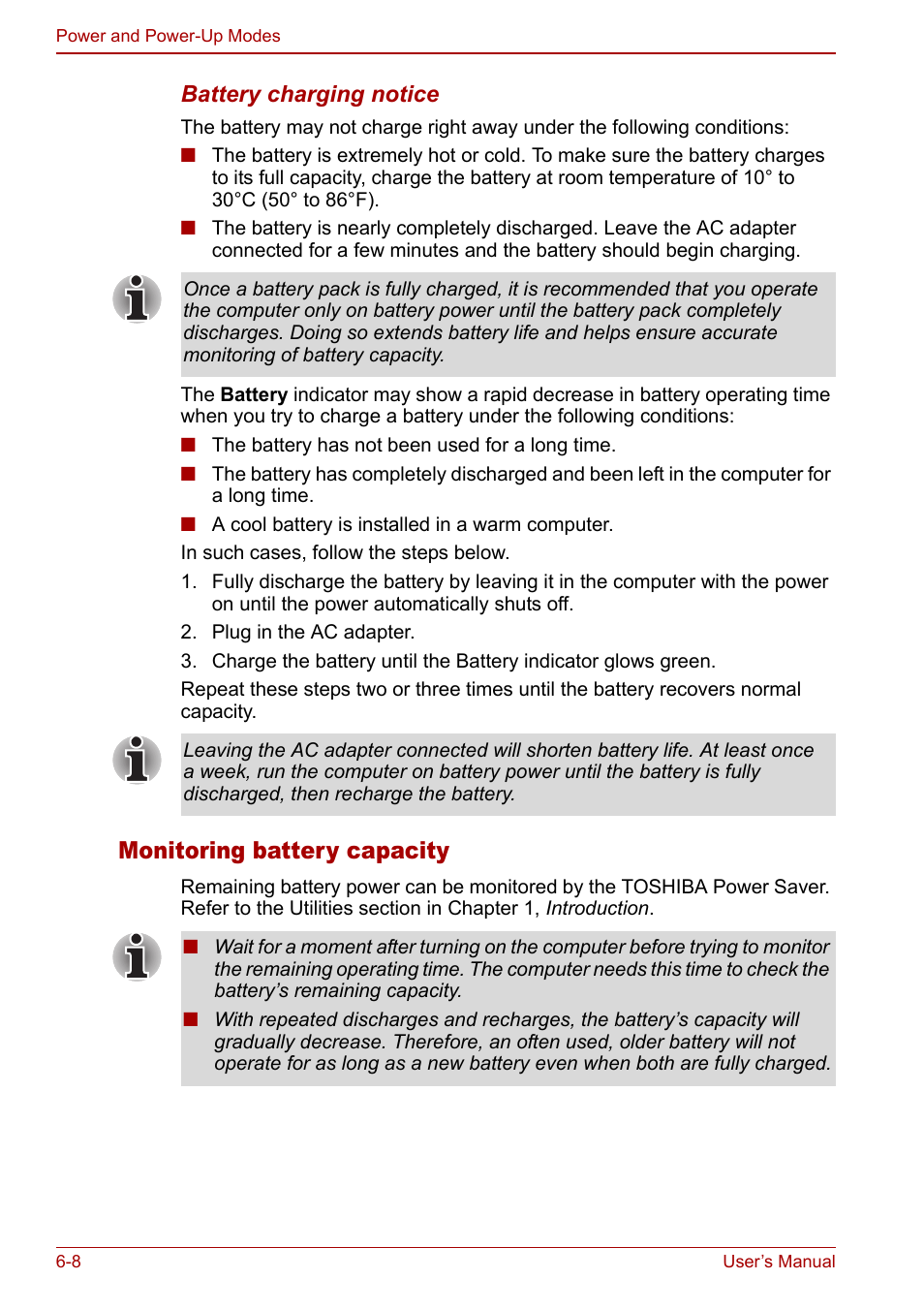 Monitoring battery capacity | Toshiba Satellite M60 User Manual | Page 98 / 168