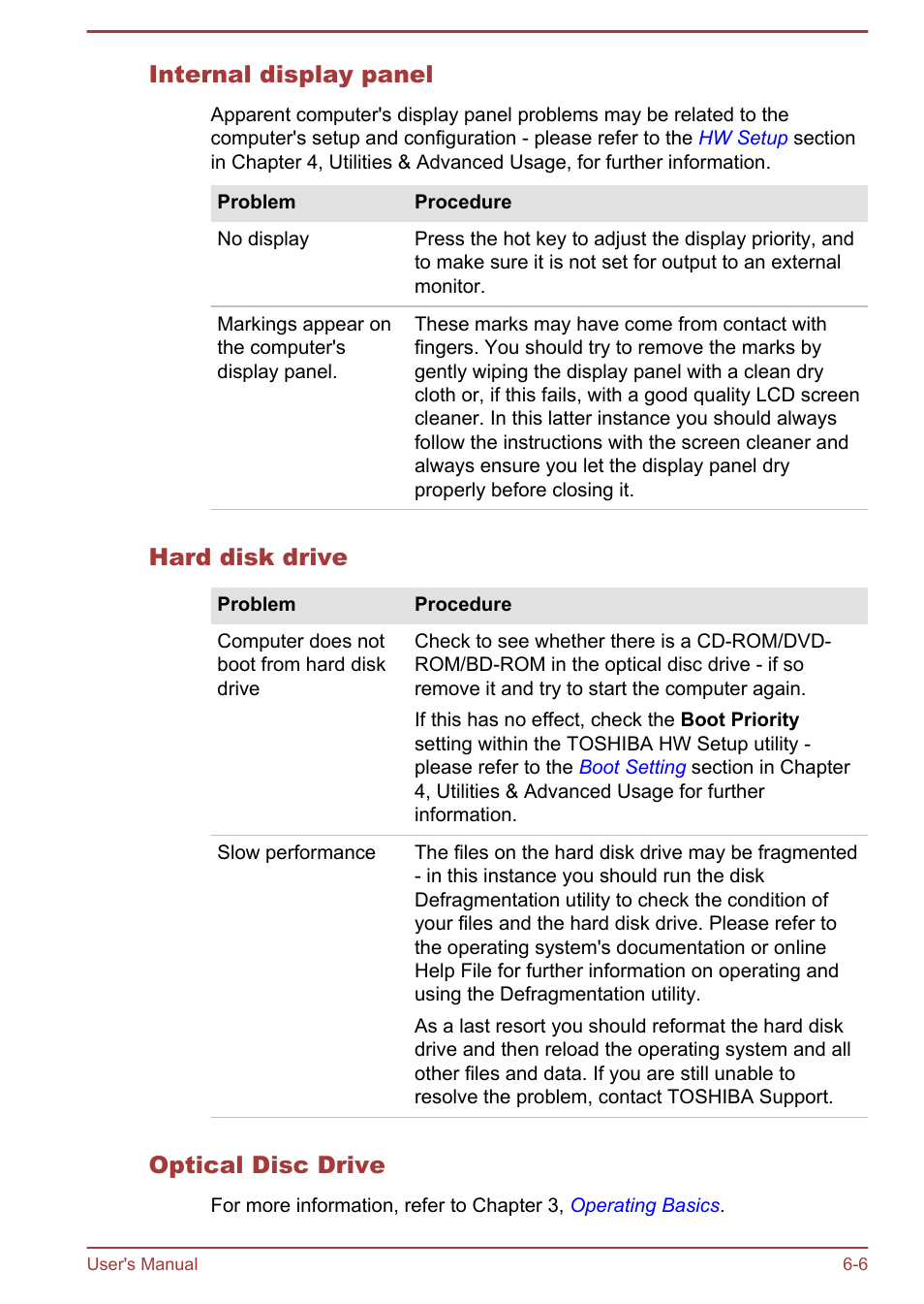 Internal display panel, Hard disk drive, Optical disc drive | Toshiba Qosmio DX730 User Manual | Page 117 / 142