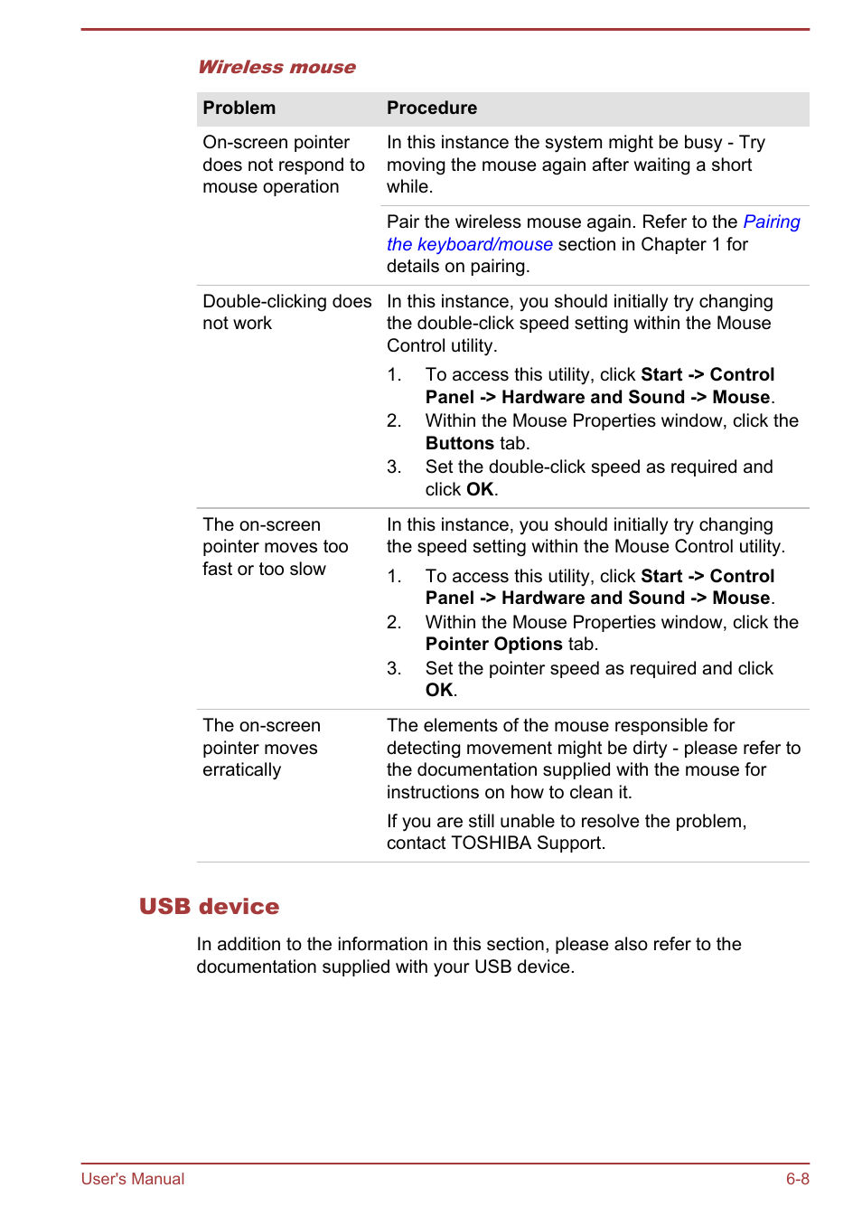 Usb device, Mouse | Toshiba Qosmio DX730 User Manual | Page 119 / 142