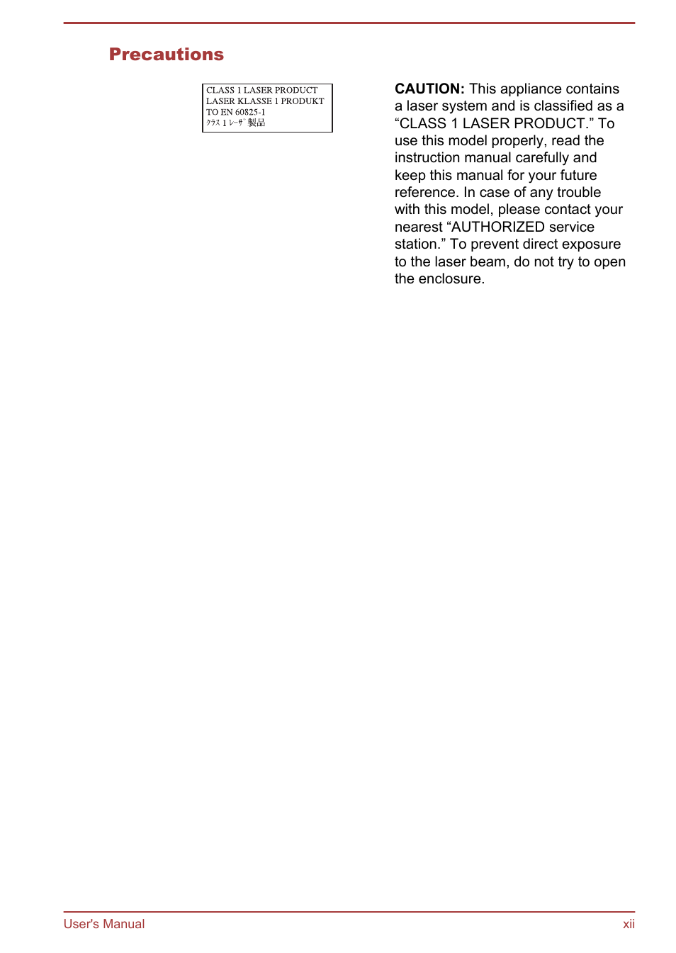 Precautions | Toshiba Qosmio DX730 User Manual | Page 12 / 142
