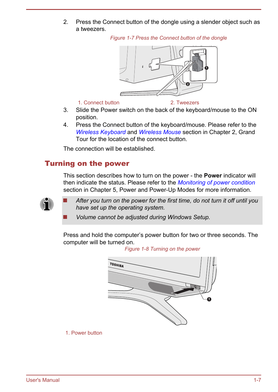 Turning on the power | Toshiba Qosmio DX730 User Manual | Page 23 / 142