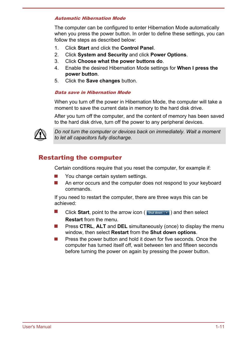 Restarting the computer | Toshiba Qosmio DX730 User Manual | Page 27 / 142