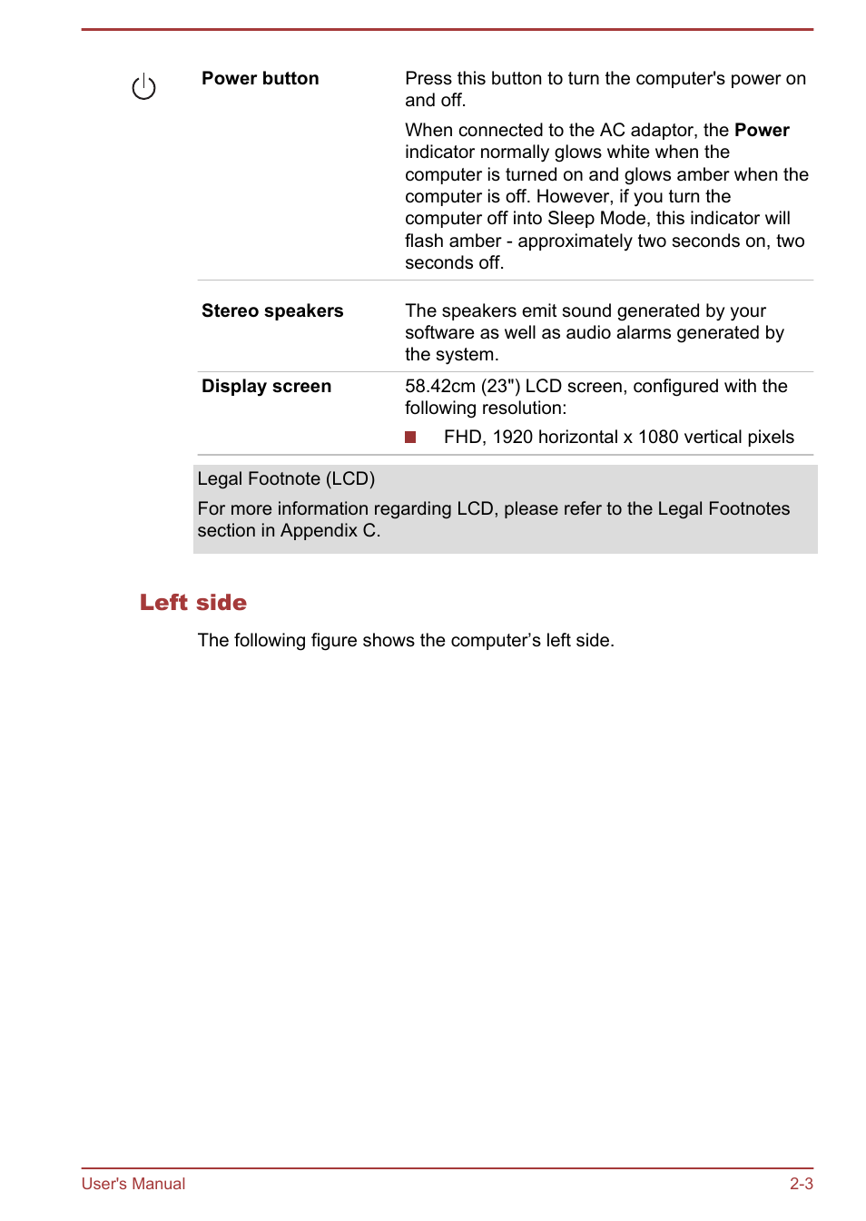 Left side | Toshiba Qosmio DX730 User Manual | Page 30 / 142