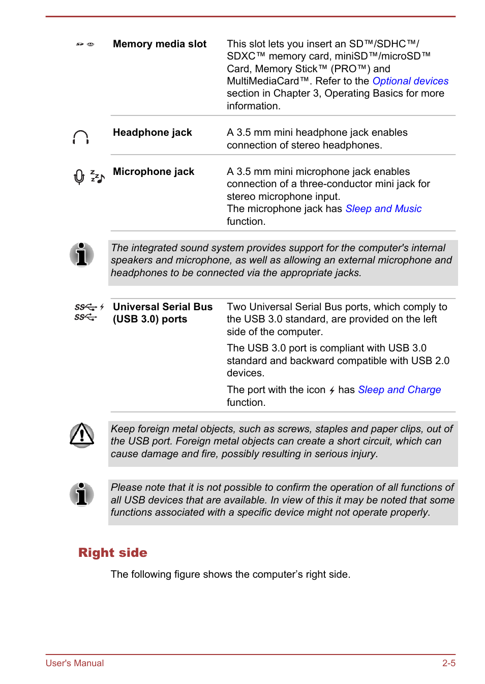 Right side | Toshiba Qosmio DX730 User Manual | Page 32 / 142