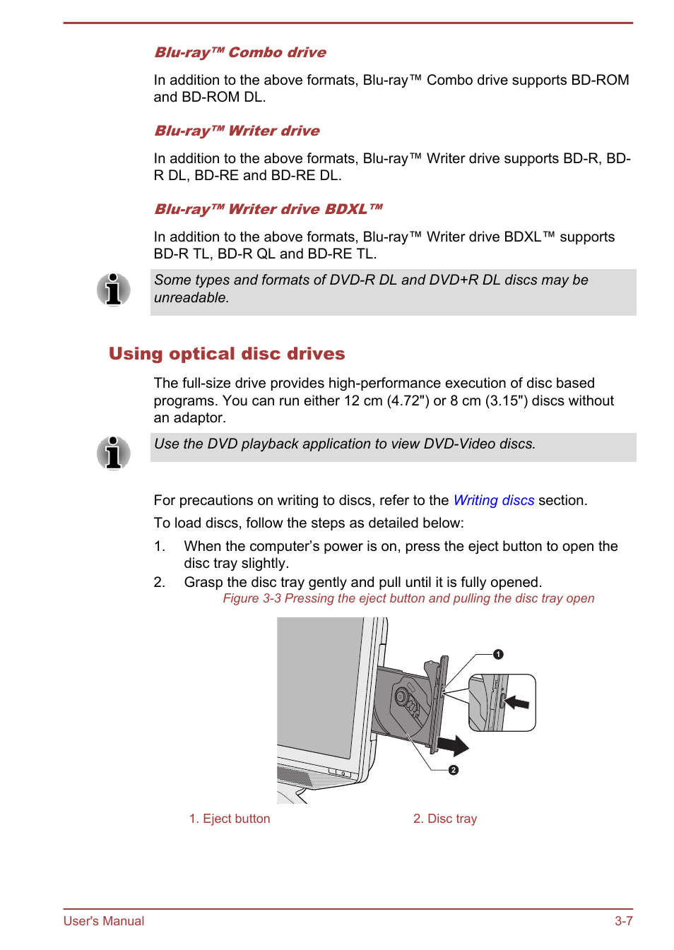 Using optical disc drives | Toshiba Qosmio DX730 User Manual | Page 52 / 142