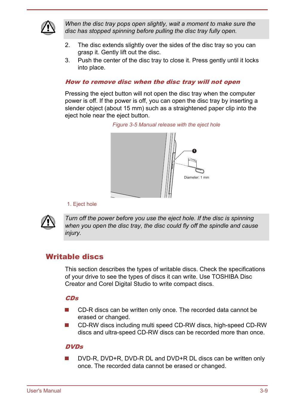 Writable discs | Toshiba Qosmio DX730 User Manual | Page 54 / 142