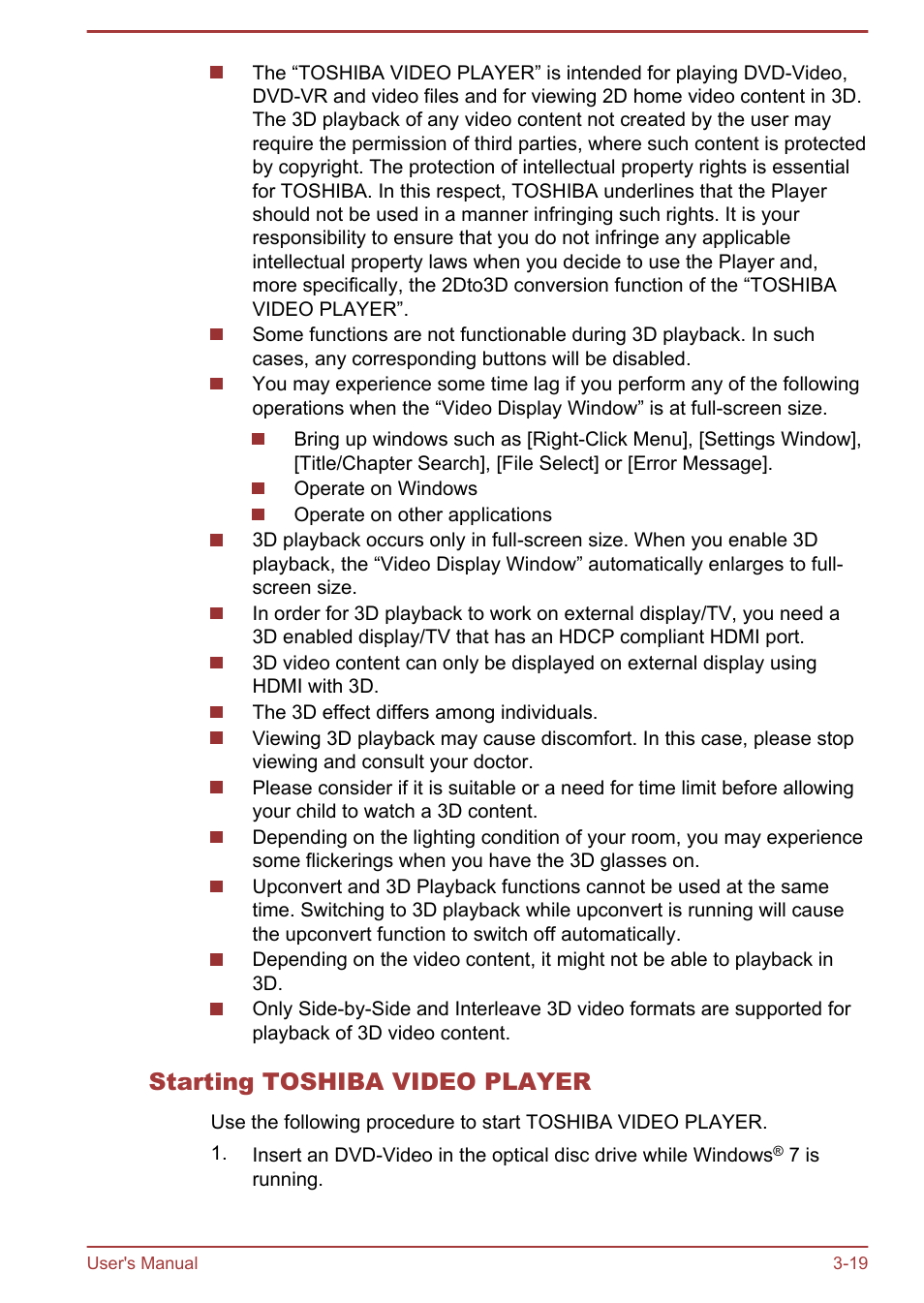 Starting toshiba video player | Toshiba Qosmio DX730 User Manual | Page 64 / 142