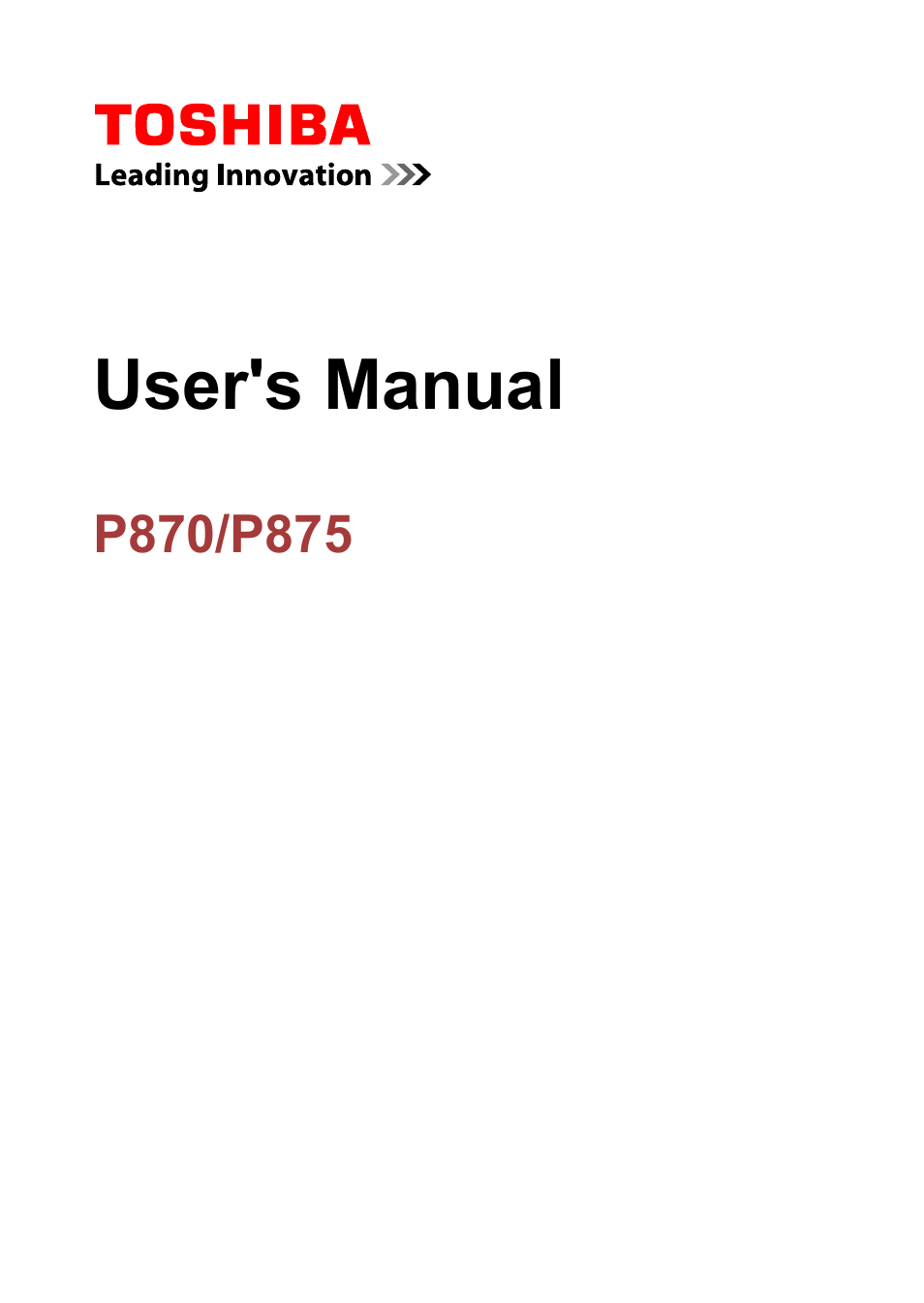 Toshiba Satellite P870 User Manual | 161 pages