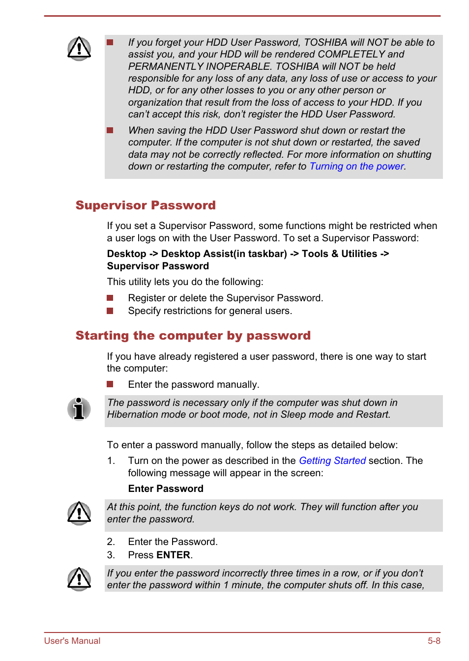 Supervisor password, Starting the computer by password | Toshiba Satellite P870 User Manual | Page 125 / 161