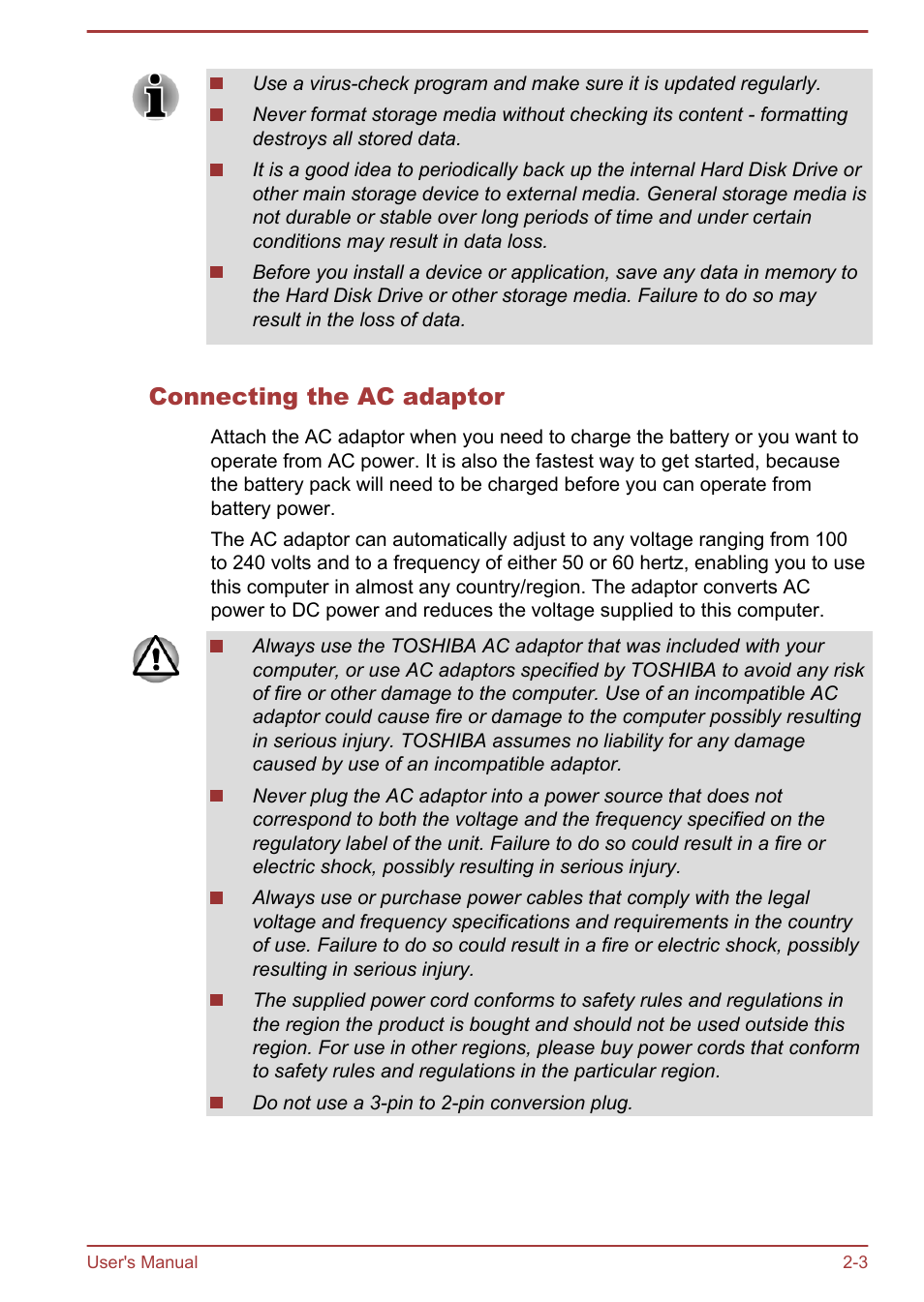 Connecting the ac adaptor | Toshiba Satellite P870 User Manual | Page 32 / 161