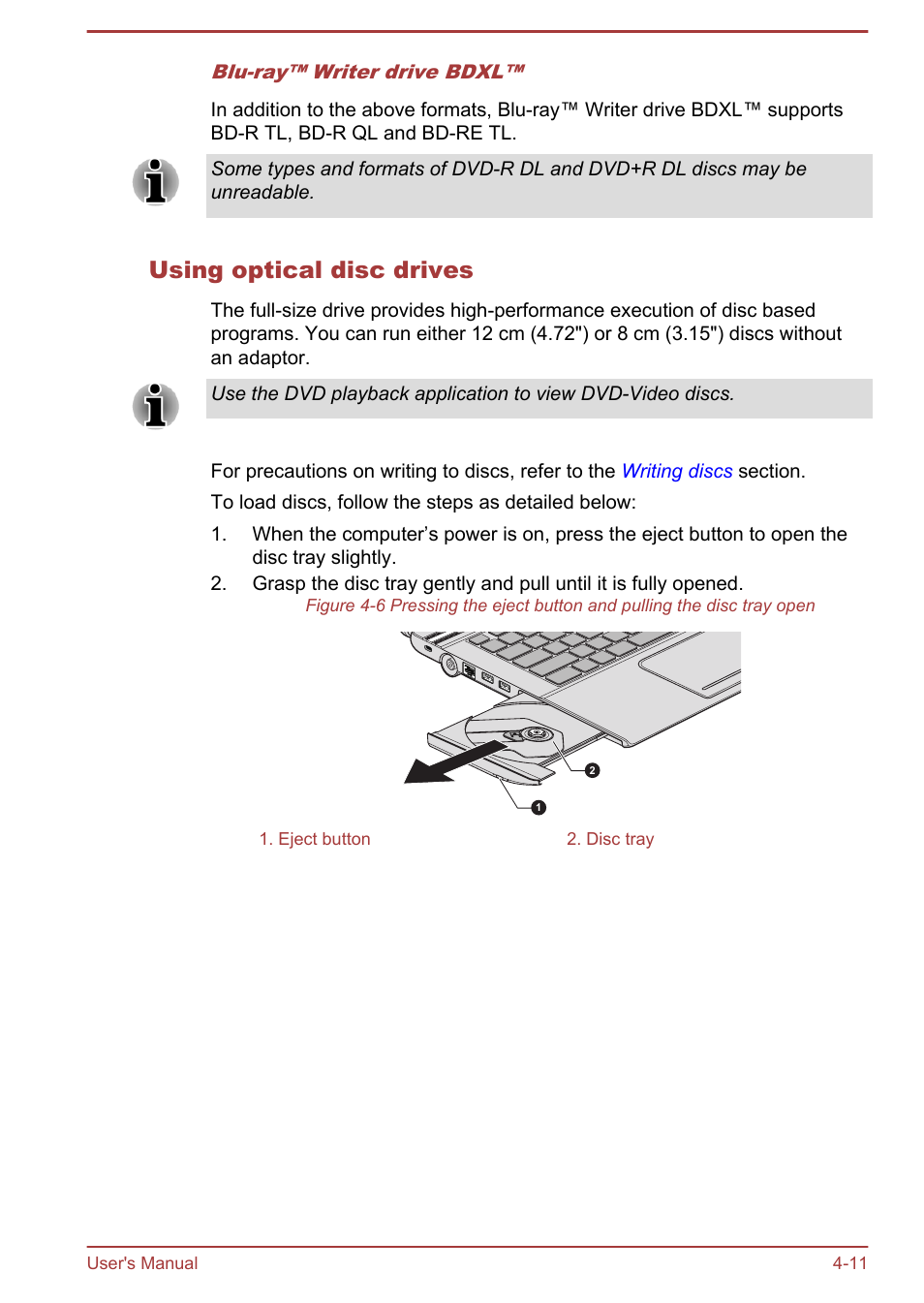 Using optical disc drives | Toshiba Satellite P870 User Manual | Page 75 / 161