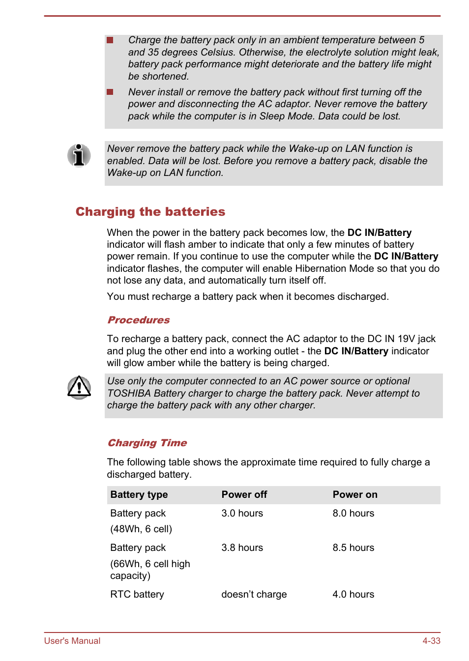 Charging the batteries | Toshiba Satellite P870 User Manual | Page 97 / 161