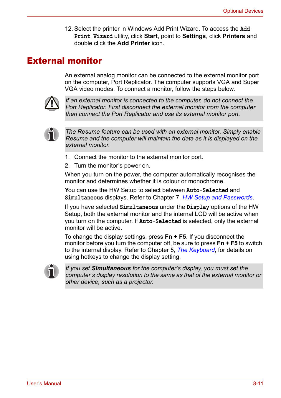 External monitor, External monitor -11 | Toshiba Satellite M40 (PSM40) User Manual | Page 143 / 201