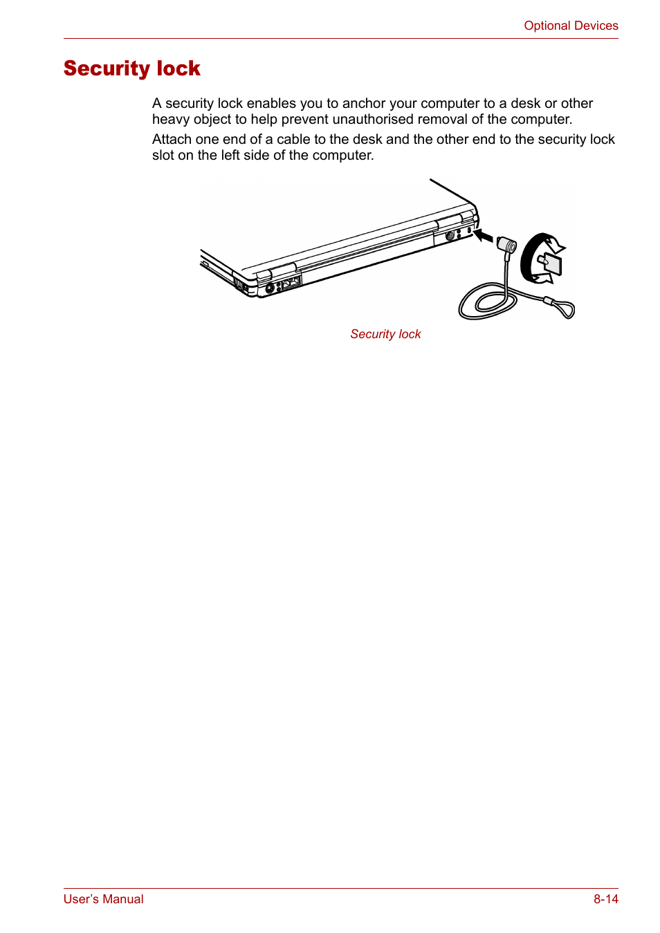 Security lock, Security lock -14 | Toshiba Satellite M40 (PSM40) User Manual | Page 146 / 201