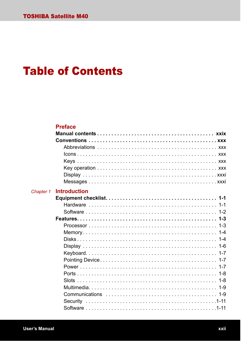 Toshiba Satellite M40 (PSM40) User Manual | Page 22 / 201