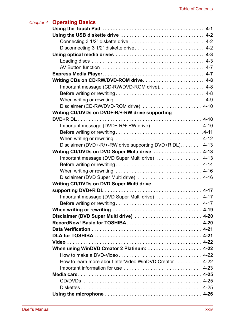 Toshiba Satellite M40 (PSM40) User Manual | Page 24 / 201