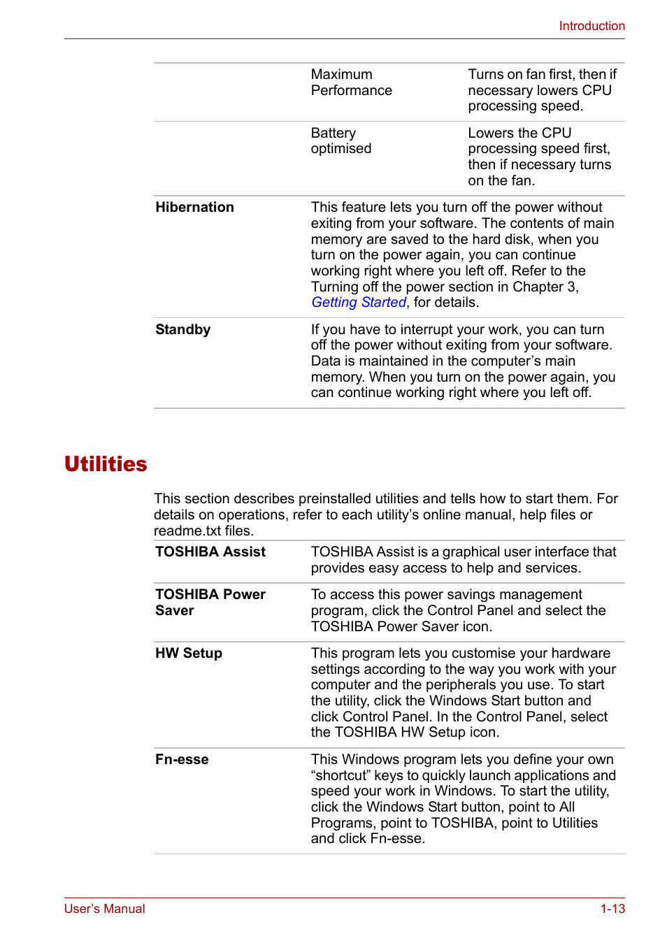 Utilities, Utilities -13 | Toshiba Satellite M40 (PSM40) User Manual | Page 44 / 201