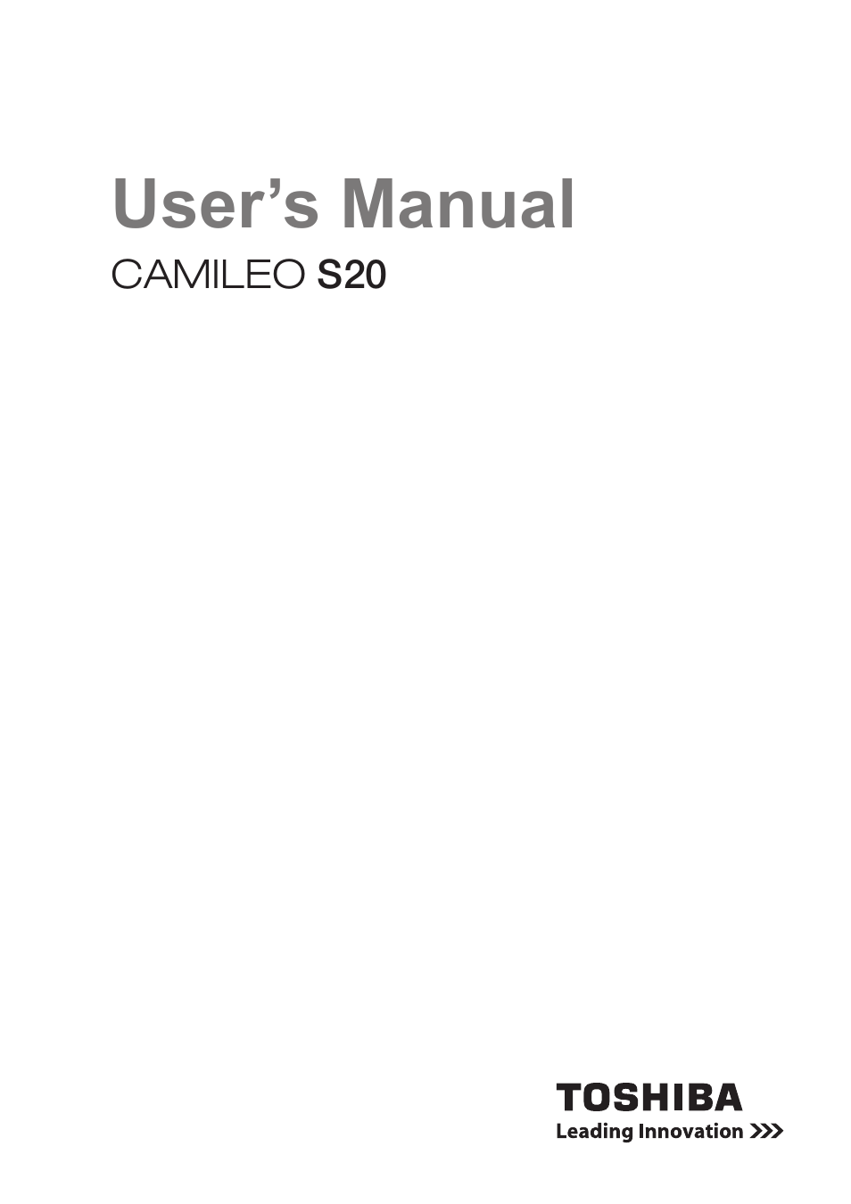 Toshiba Camileo S20 User Manual | 49 pages