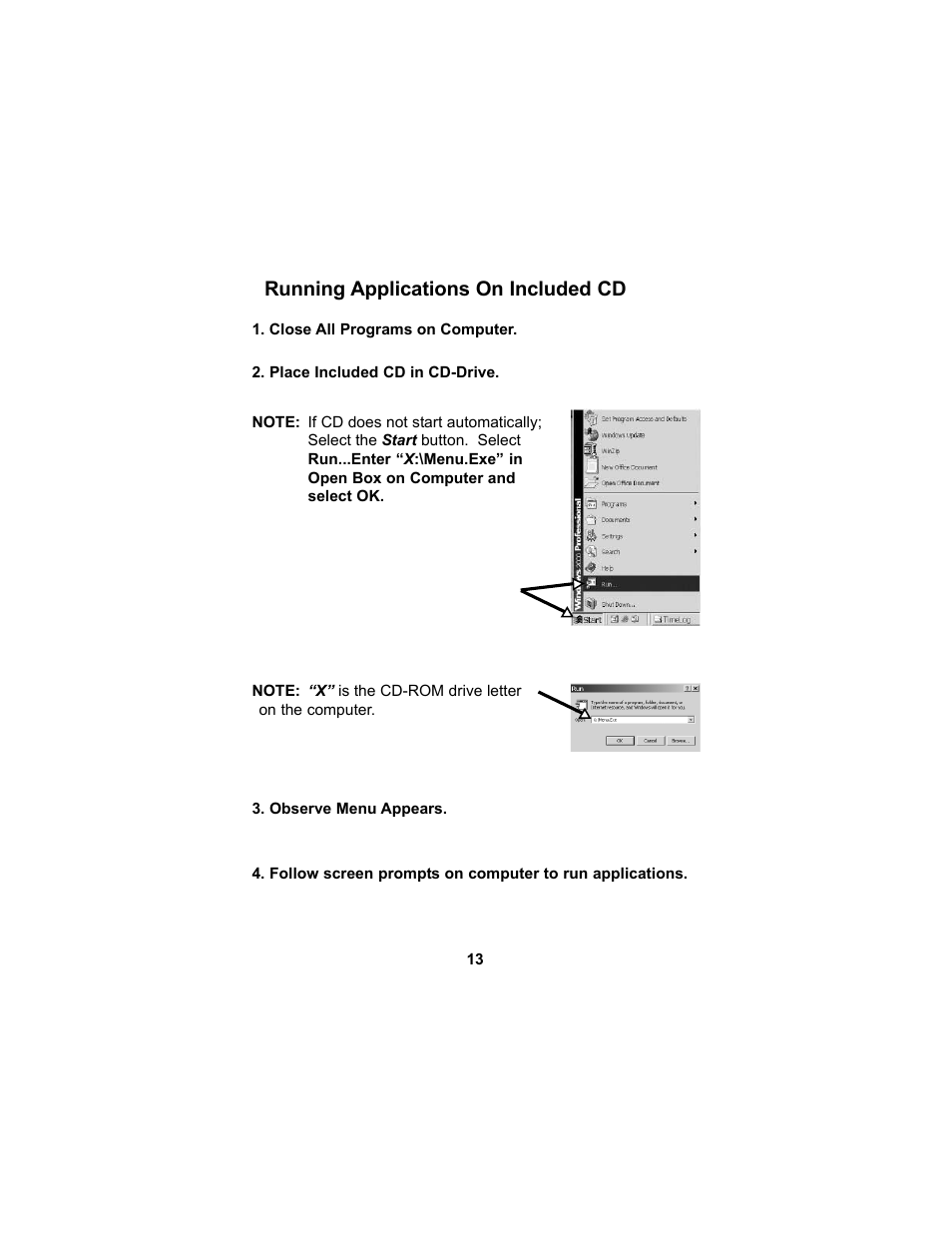 Running applications on included cd | Actron CP9125 User Manual | Page 13 / 46