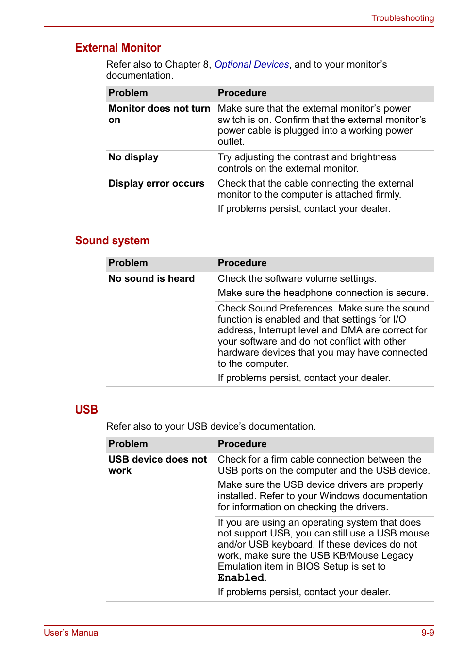 Sound system, External monitor, Sound system usb | Toshiba NB200 User Manual | Page 110 / 144