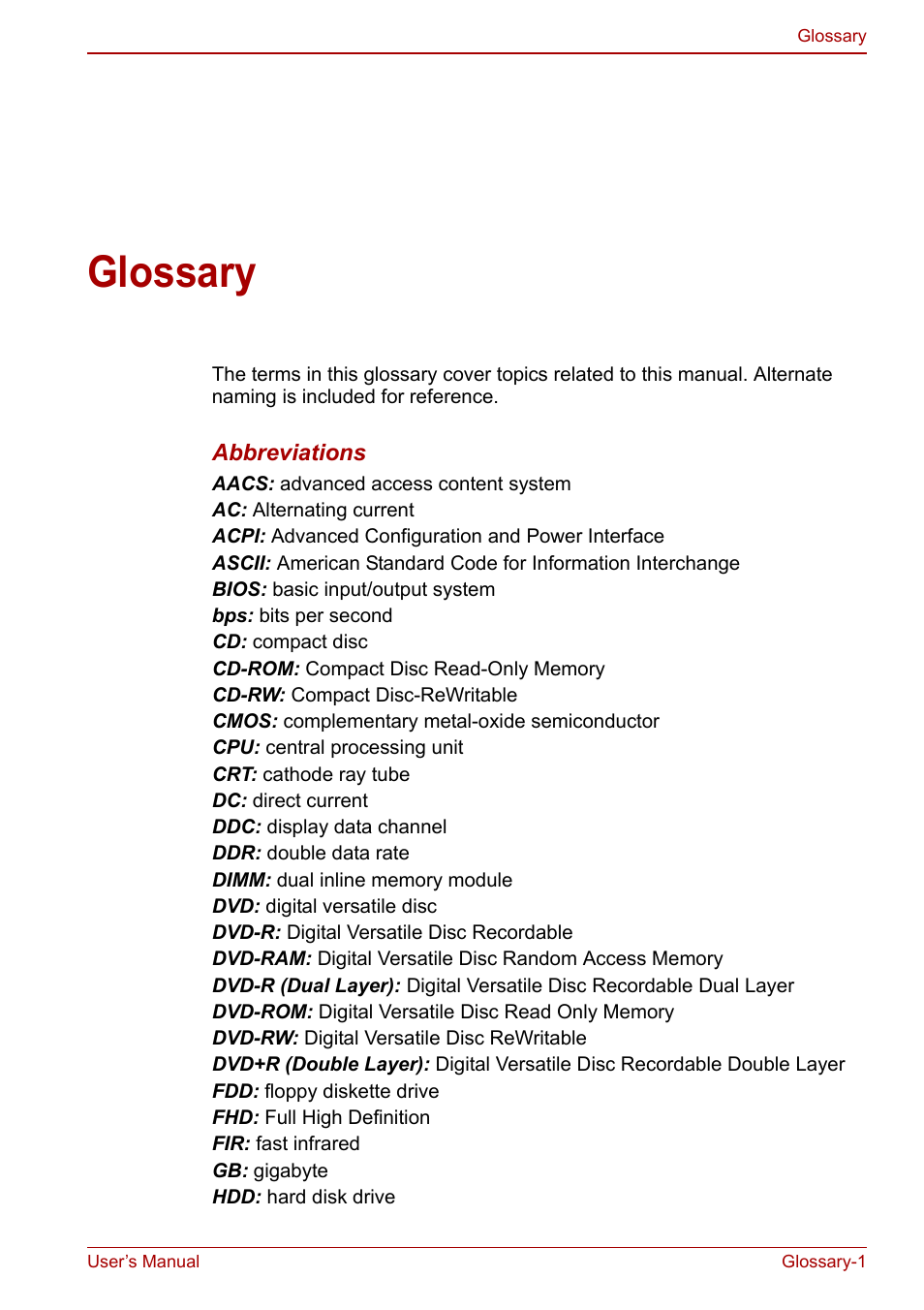 Glossary | Toshiba NB200 User Manual | Page 128 / 144