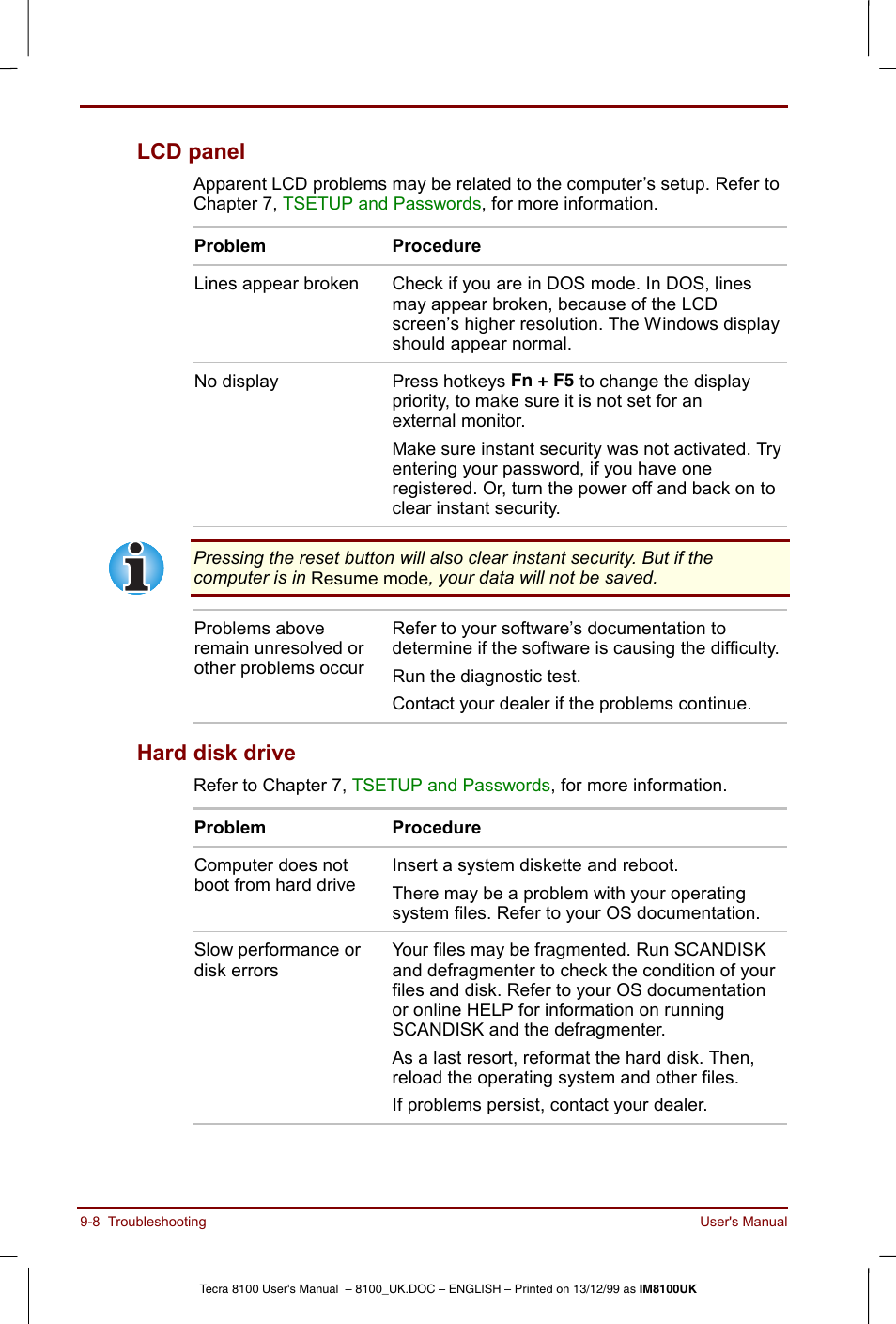 Lcd panel -8 hard disk drive -8, Lcd panel, Hard disk drive | Toshiba Tecra 8100 User Manual | Page 148 / 226