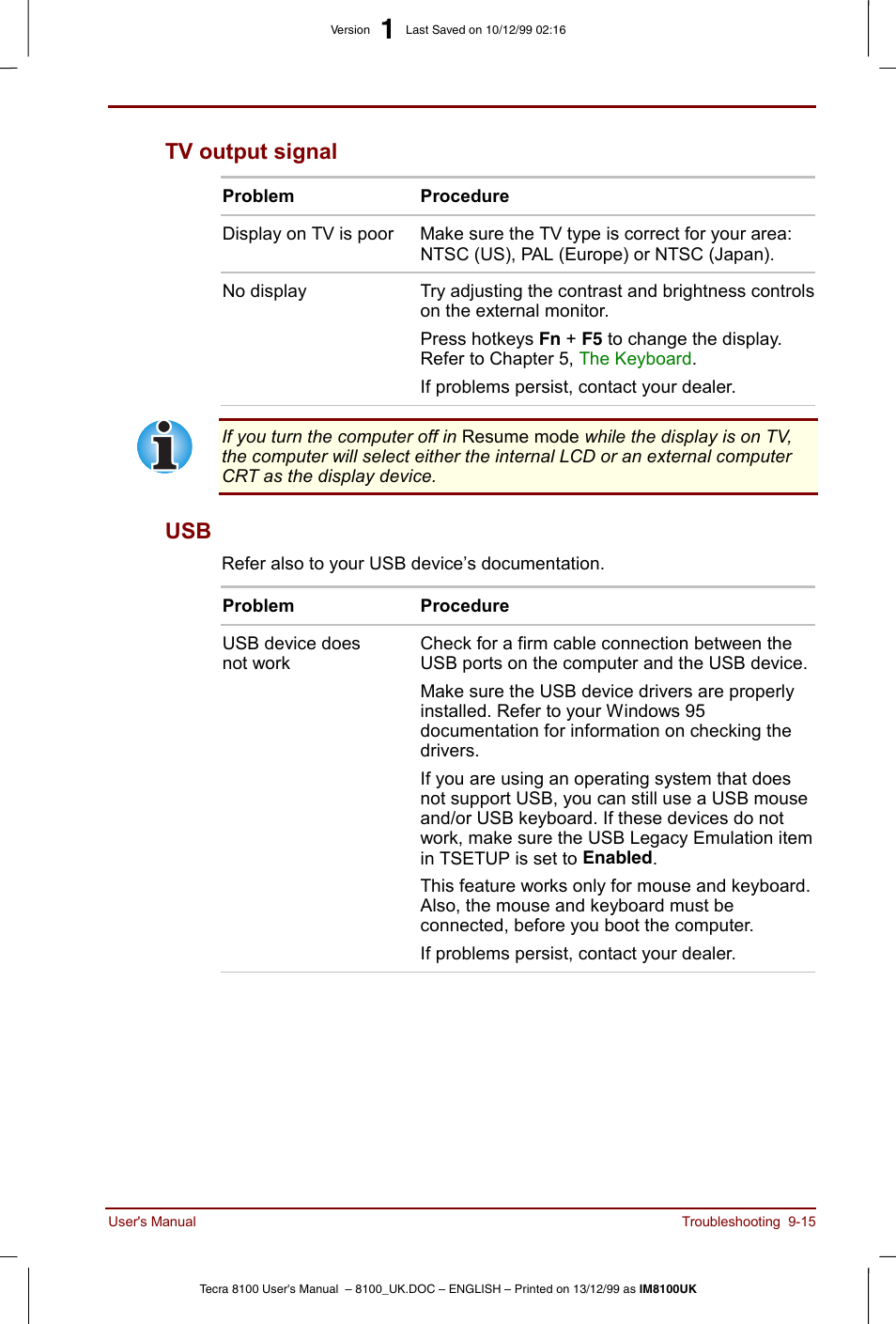 Tv output signal -15 usb -15, Tv output signal | Toshiba Tecra 8100 User Manual | Page 155 / 226