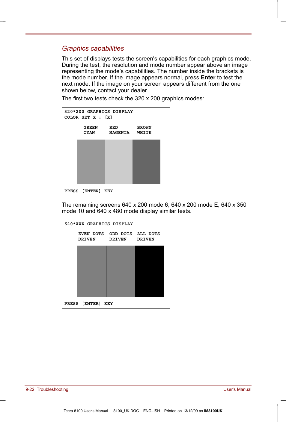 Graphics capabilities | Toshiba Tecra 8100 User Manual | Page 162 / 226