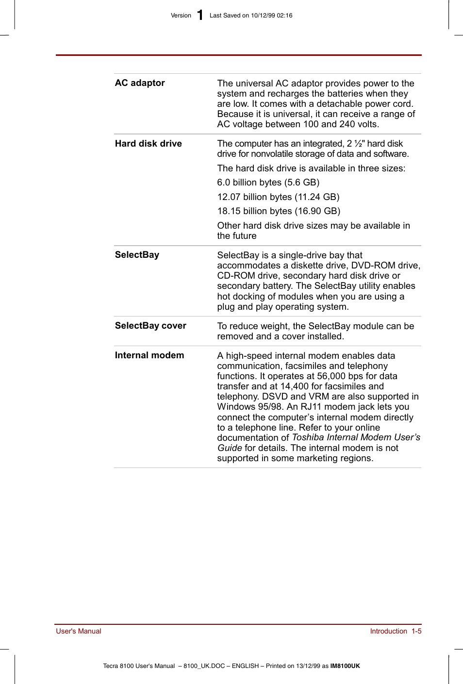 Toshiba Tecra 8100 User Manual | Page 25 / 226