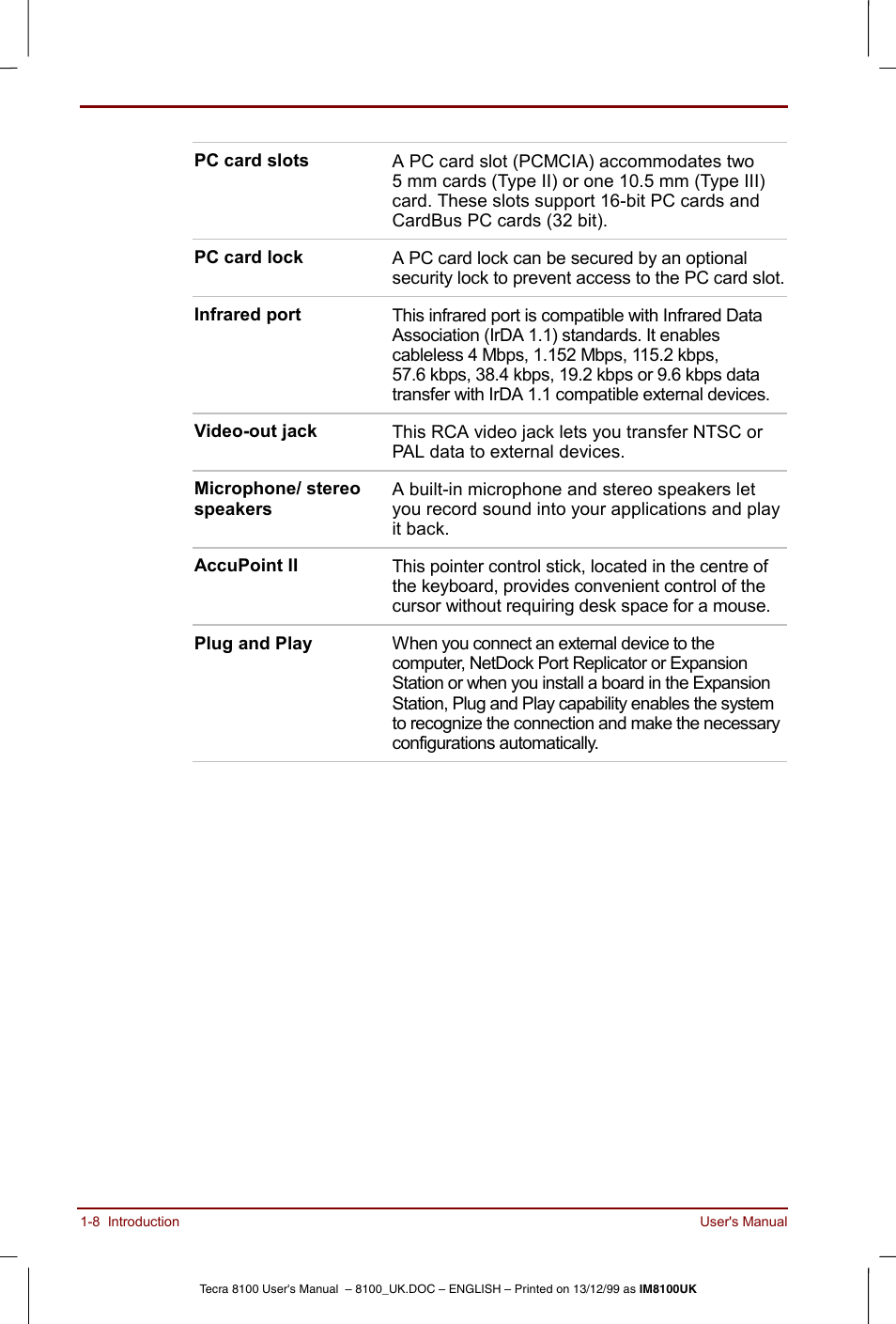 Toshiba Tecra 8100 User Manual | Page 28 / 226